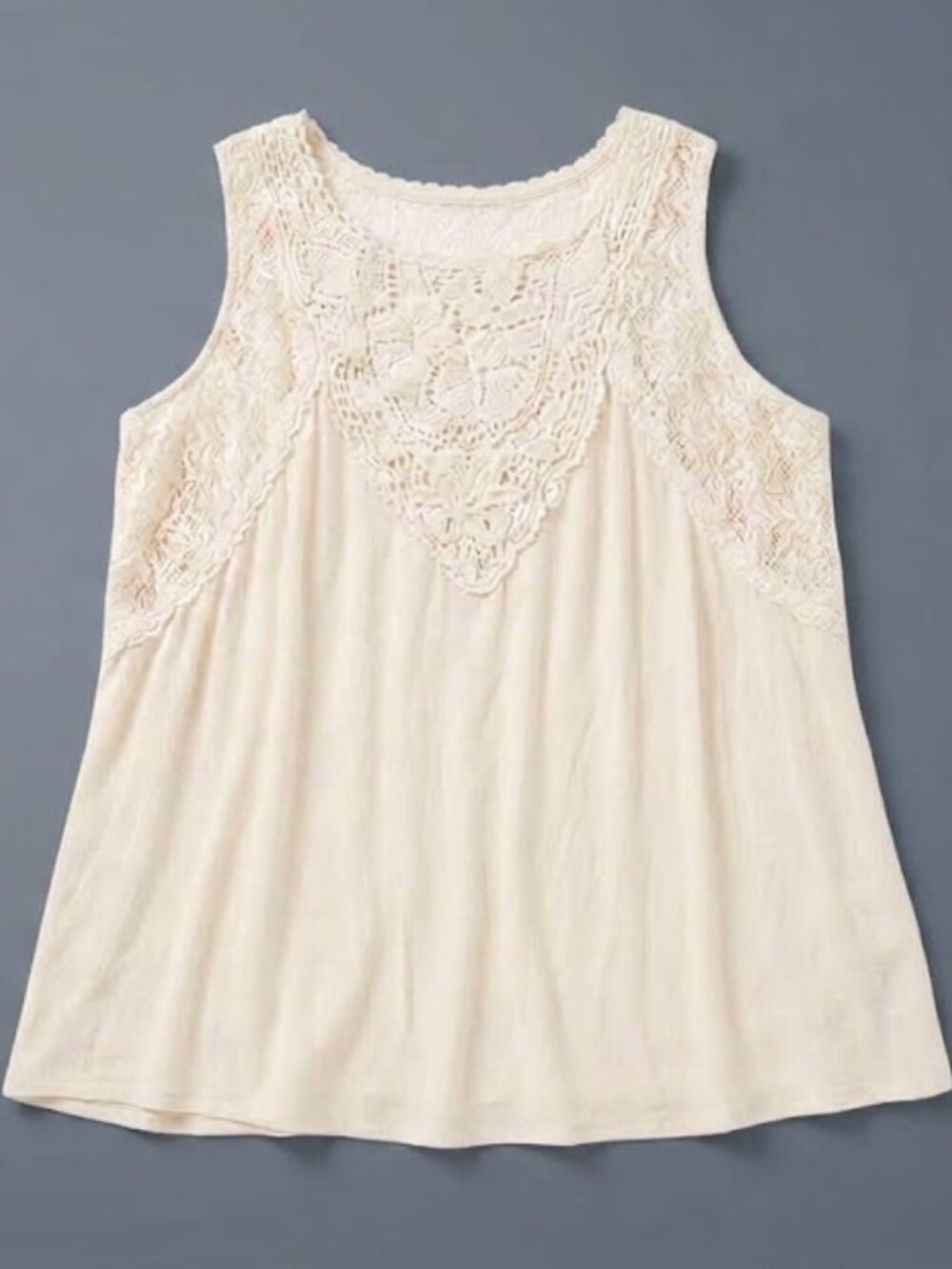 Cato Cream Crochet Yoke Tank Top Plus Size 18/20W